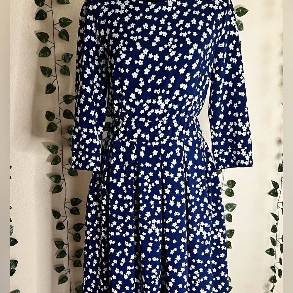 Blue and white floral dress
